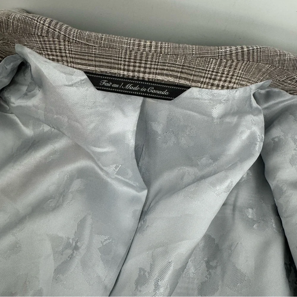 NWT Ted Baker London Sport Coat - Light Beige Glen Check - Linen/Wool Blend 36S